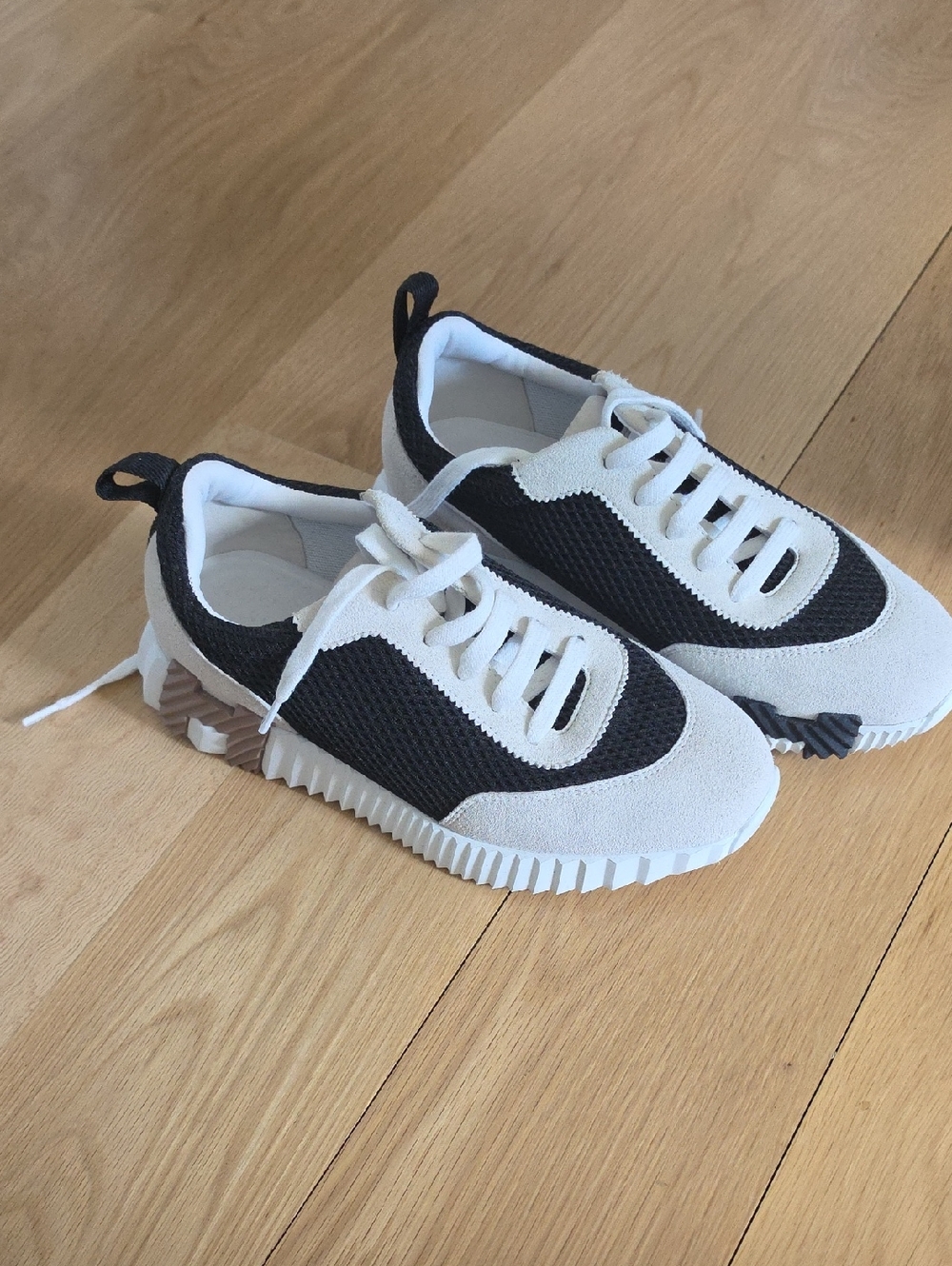Hermes Black and White Women's Athletic Sneakers